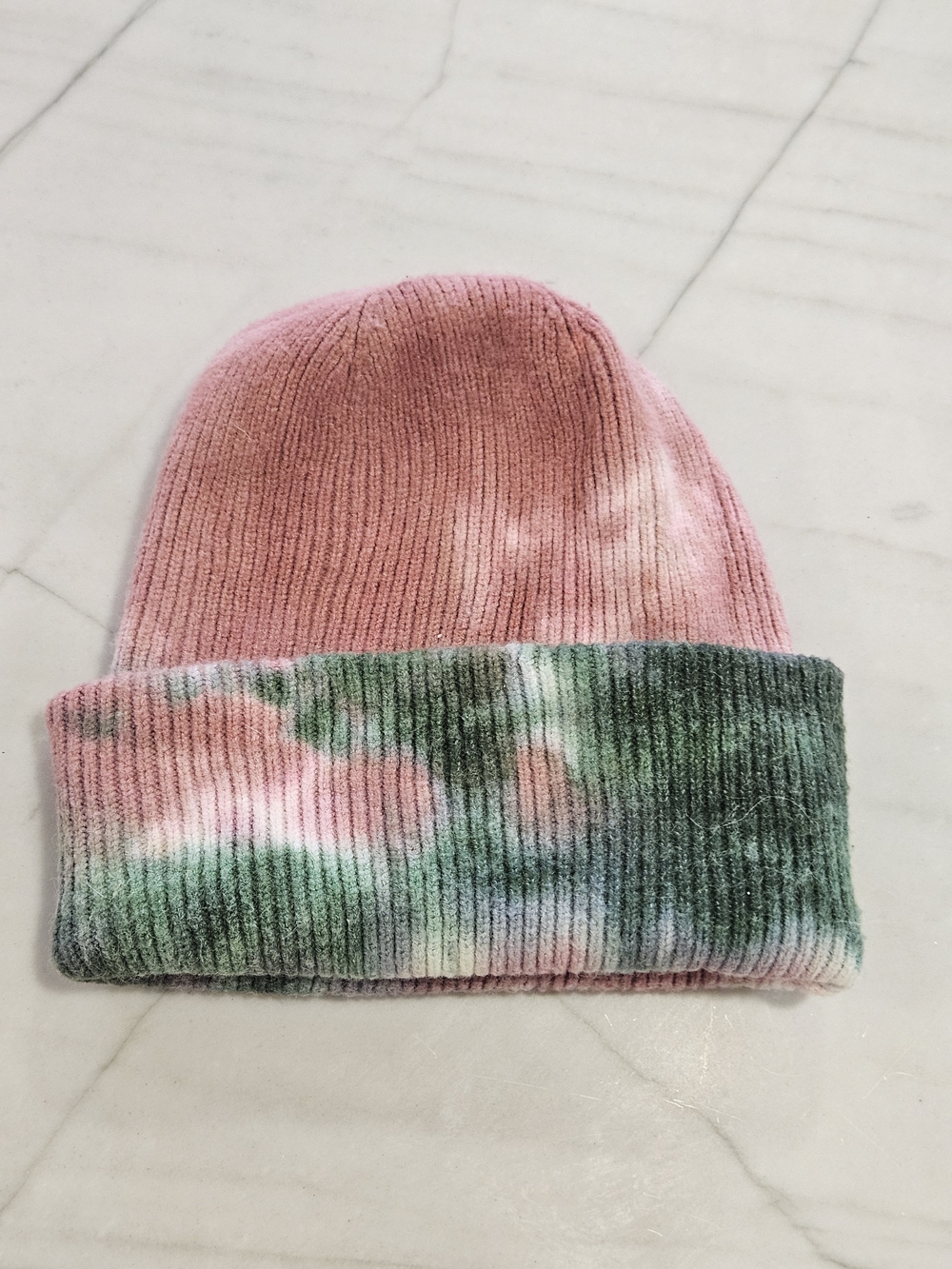 Wild Fable Pink & Green Tie-Dye Knit Beanie Hat